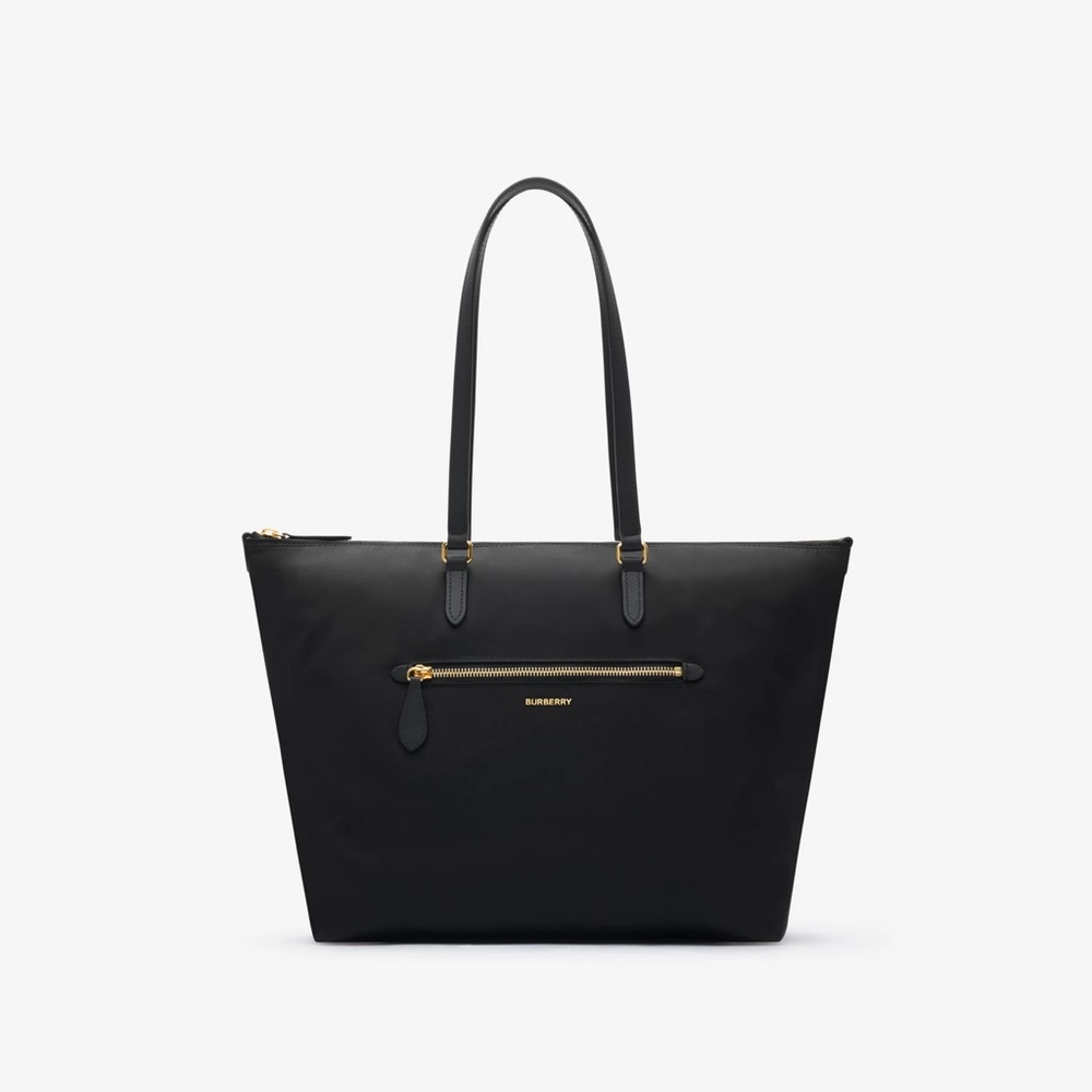 Burberry Black Nylon Tote Gold Zip Detail